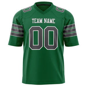 Custom Kelly Green Gray Solid Colour Football Jersey