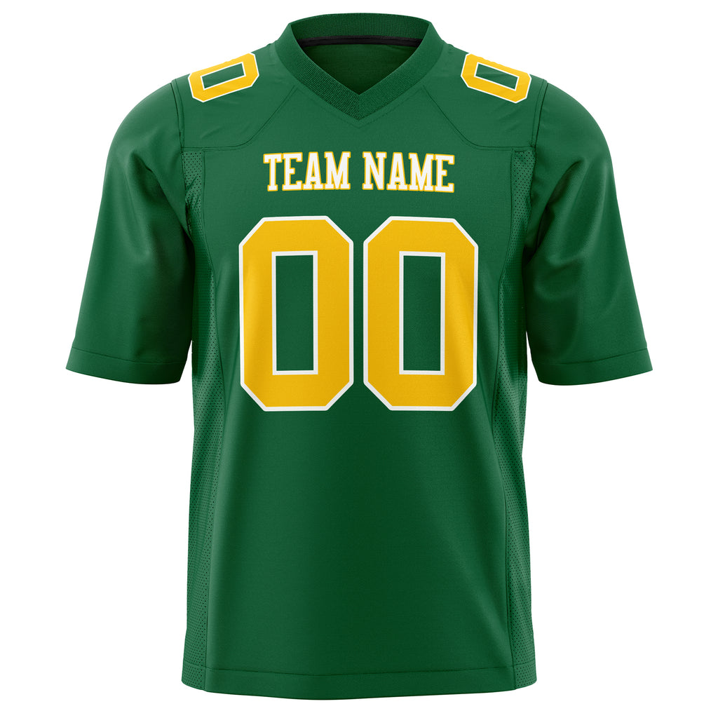 Custom Kelly Green Gold Solid Colour Football Jersey