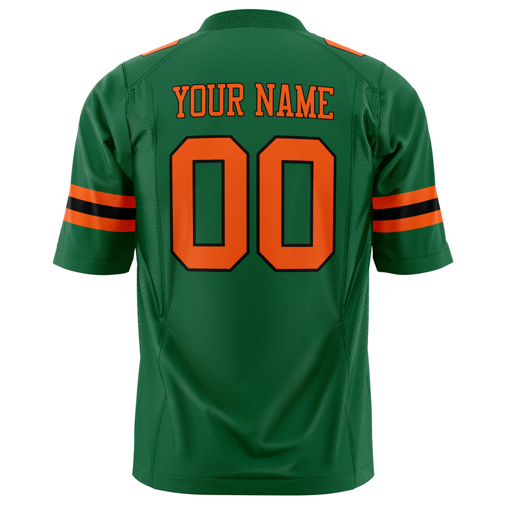 Custom Kelly Green Orange Solid Colour Football Jersey
