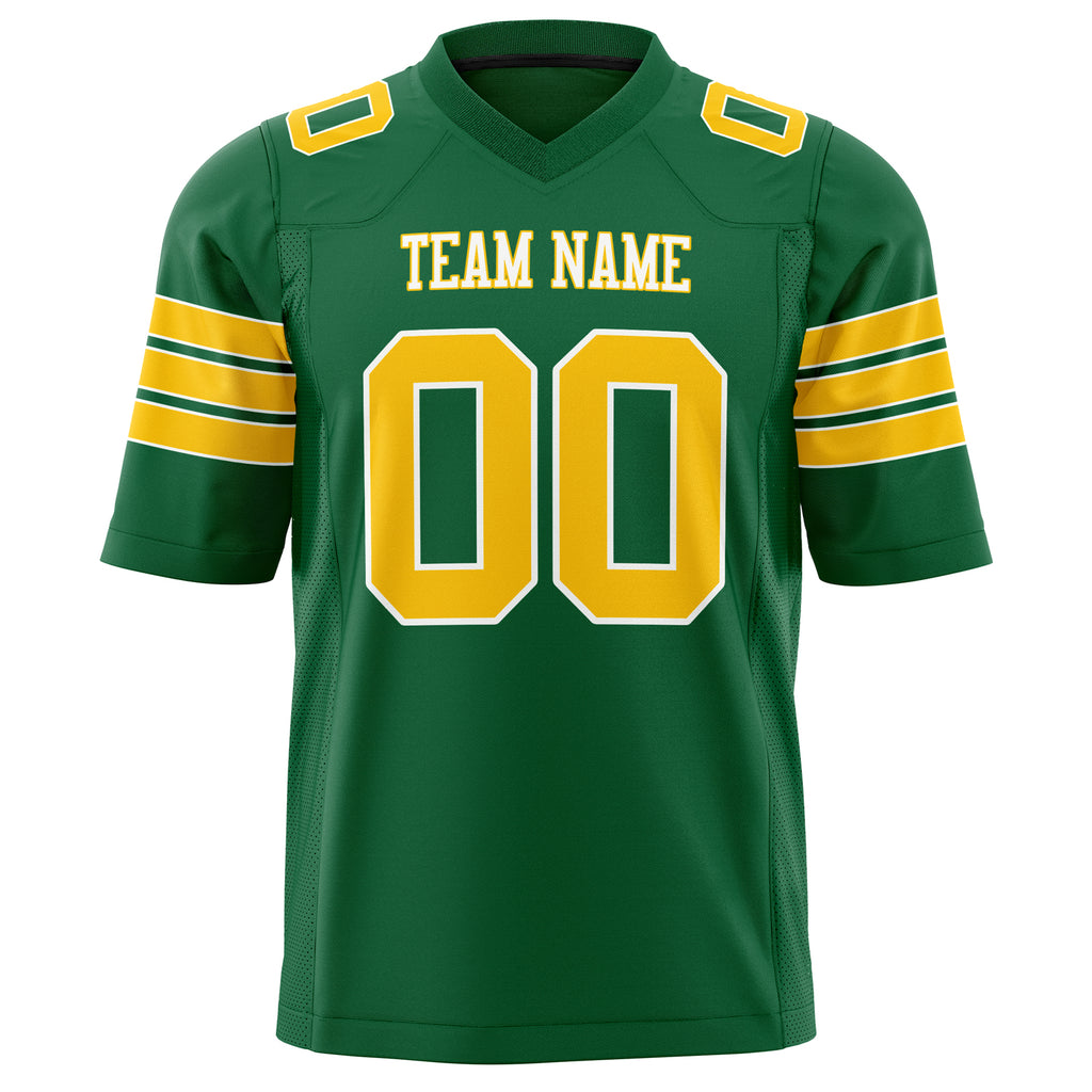 Custom Kelly Green Gold Solid Colour Football Jersey