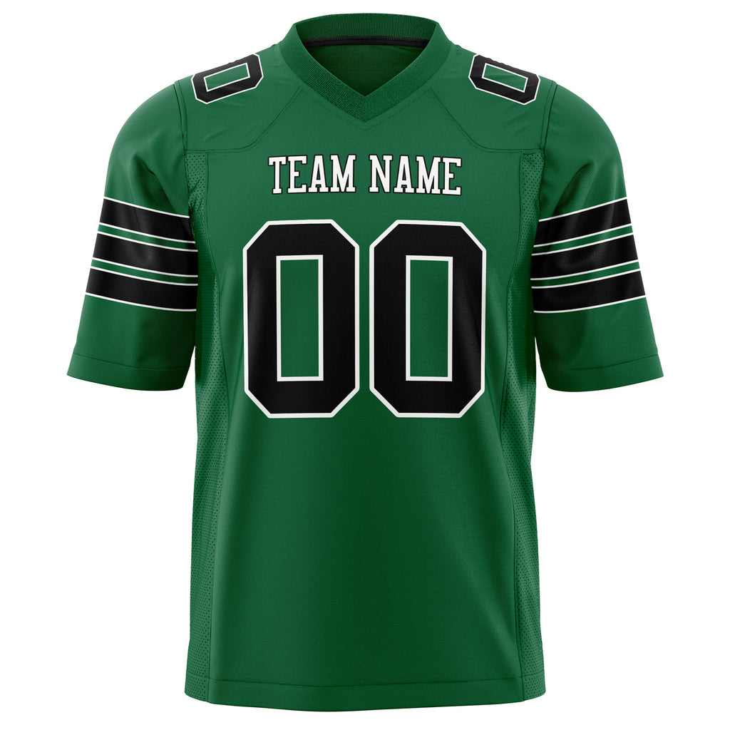Custom Kelly Green Black Solid Colour Football Jersey