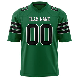 Custom Kelly Green Black Solid Colour Football Jersey