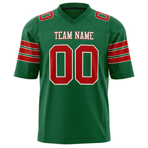 Custom Kelly Green Red Solid Colour Football Jersey