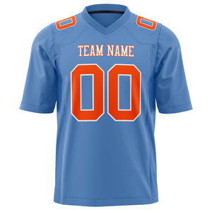 Custom Light Blue Orange Solid Colour Football Jersey