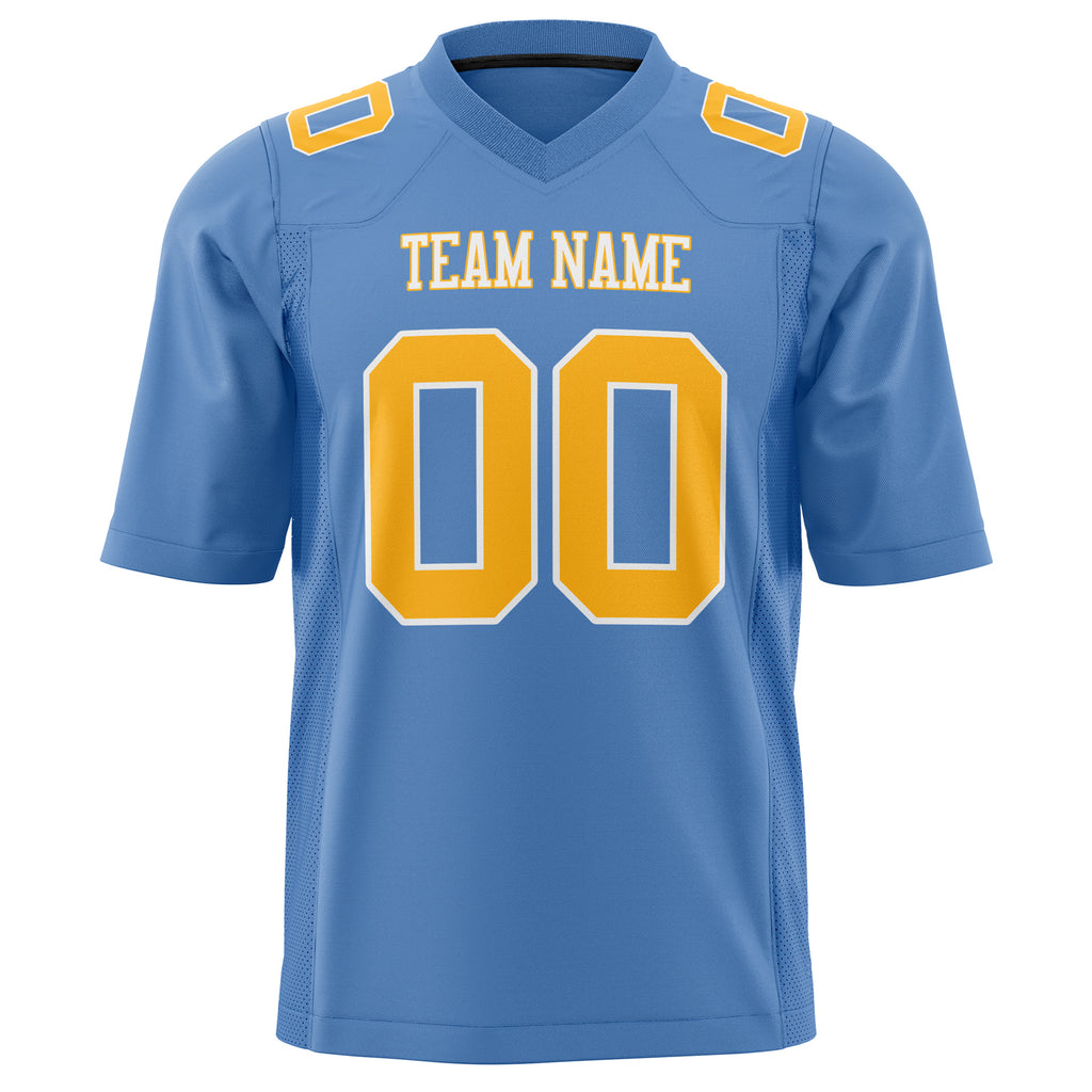 Custom Light Blue Gold Solid Colour Football Jersey