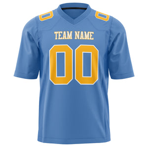 Custom Light Blue Gold Solid Colour Football Jersey