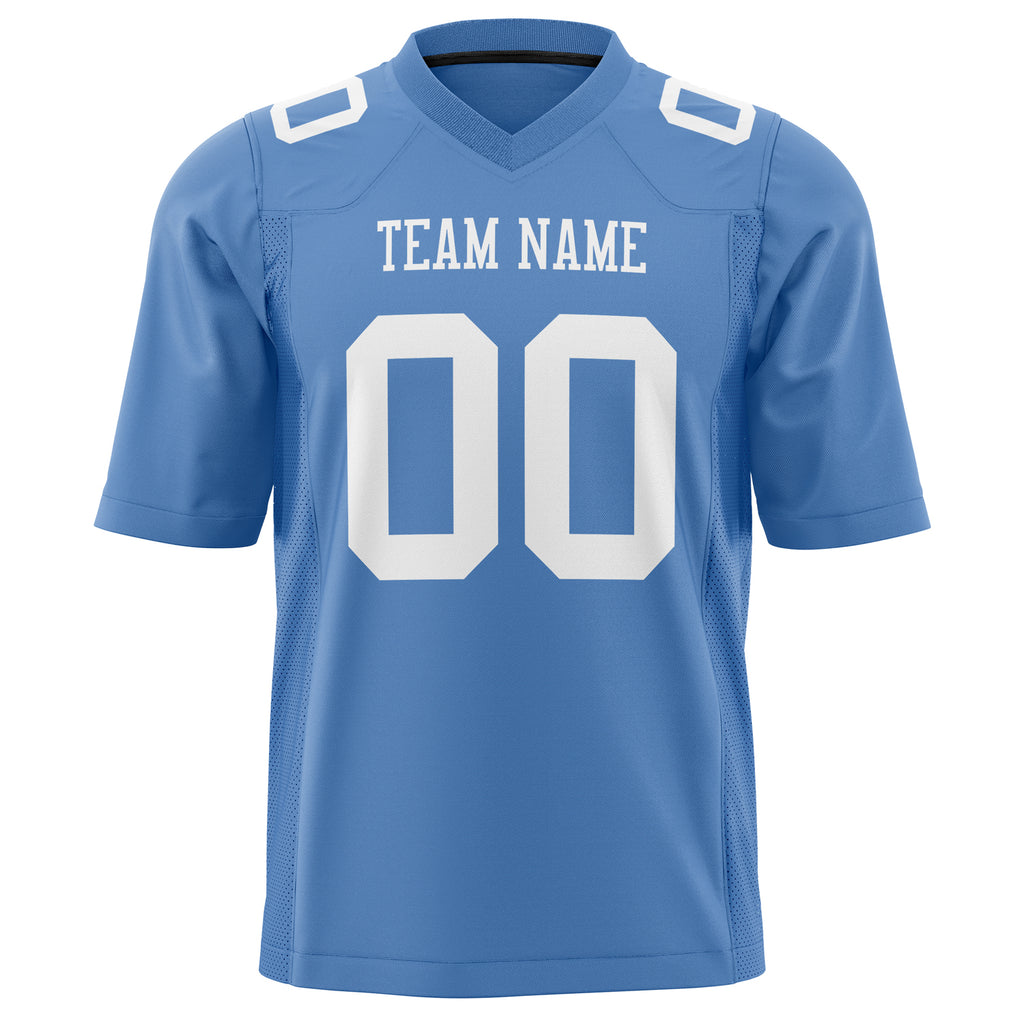 Custom Light Blue White Solid Colour Football Jersey