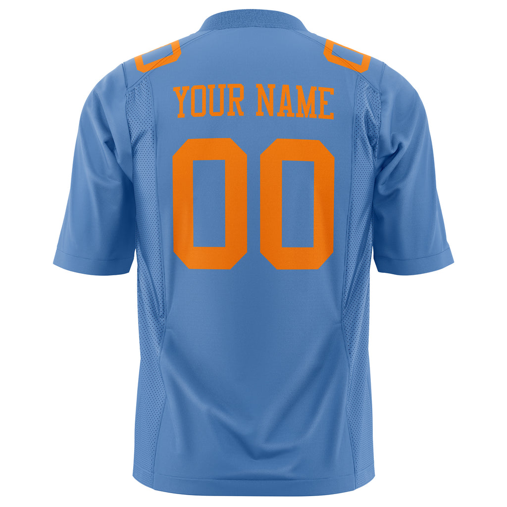 Custom Light Blue Orange Solid Colour Football Jersey