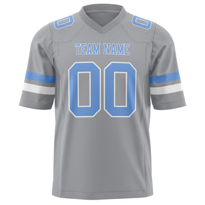Custom Light Gray Light Blue Solid Colour Football Jersey