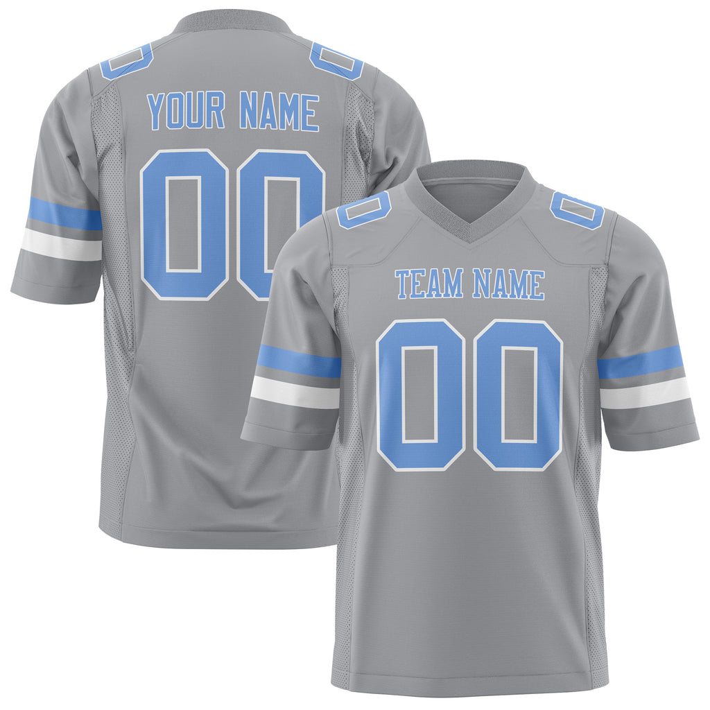 Custom Light Gray Light Blue Solid Colour Football Jersey FT01240725LI236