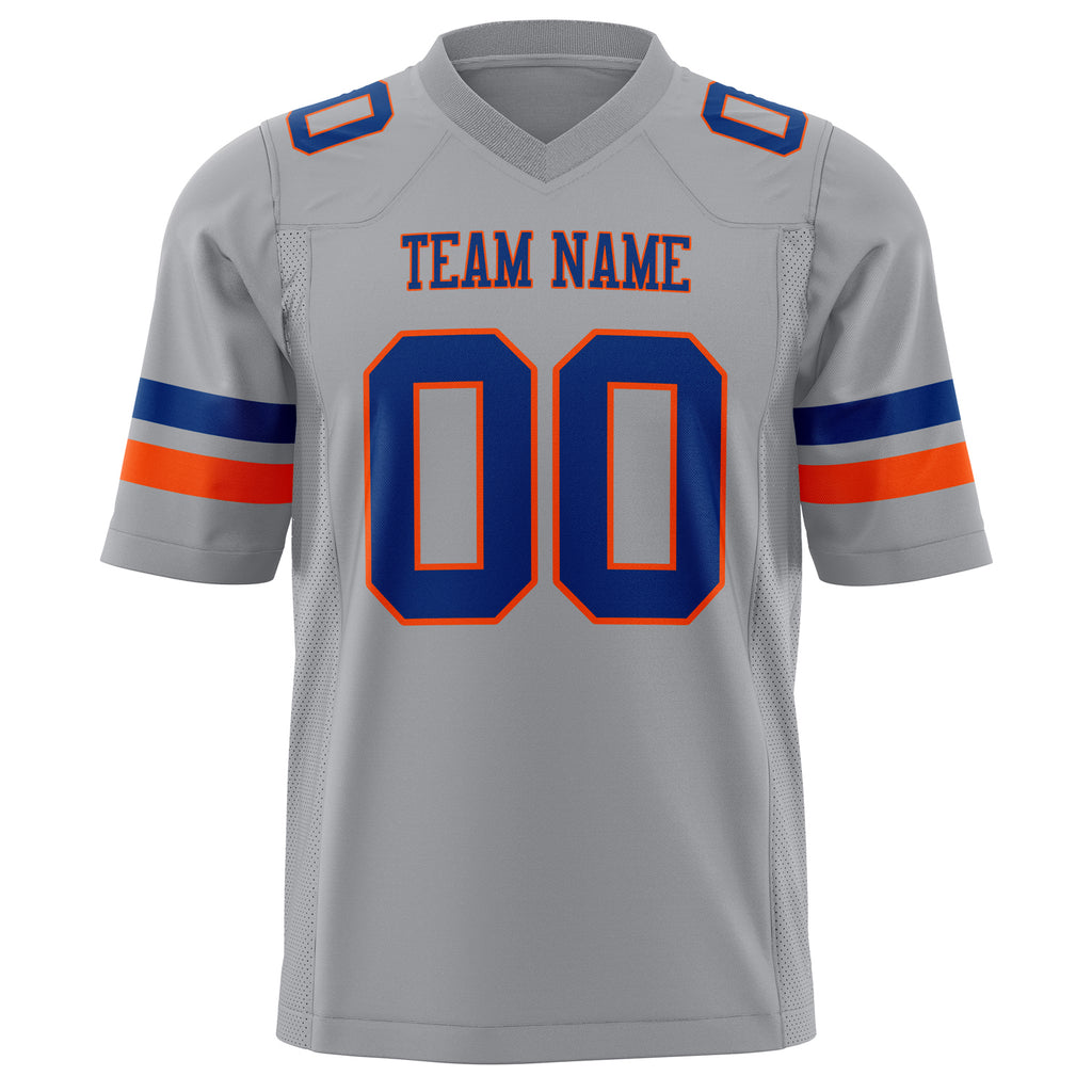Custom Light Gray Royal Solid Colour Football Jersey