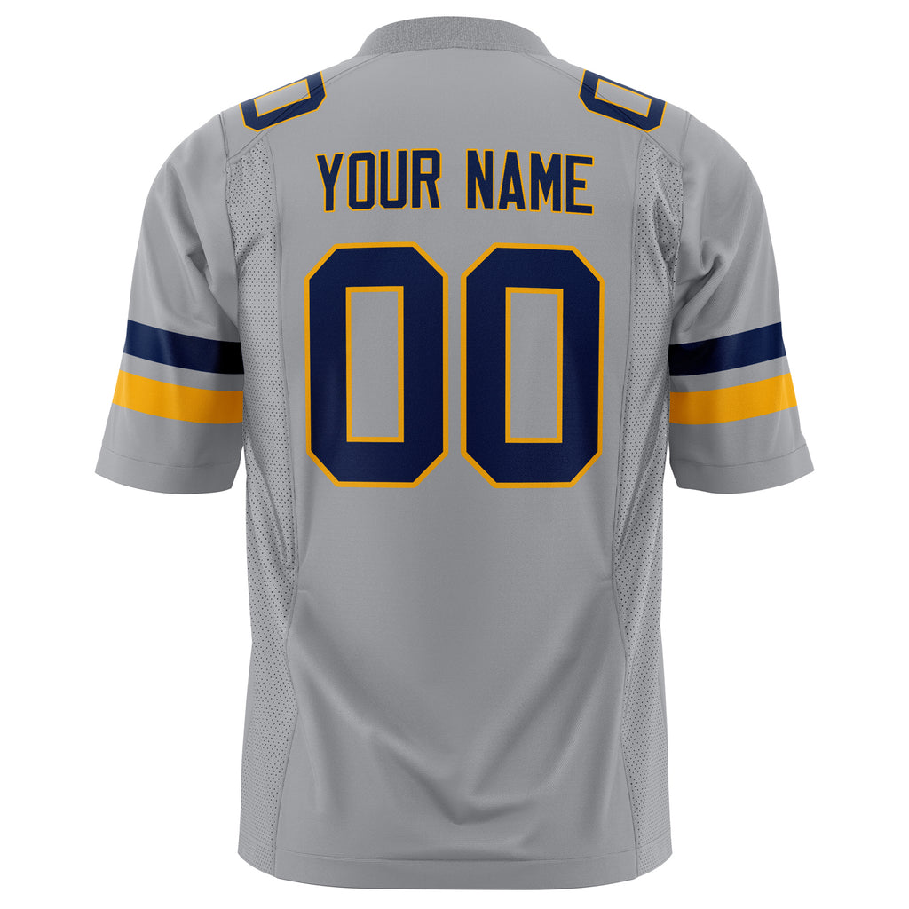 Custom Light Gray Navy Solid Colour Football Jersey