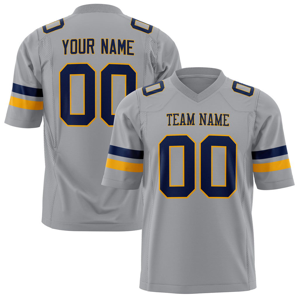 Custom Light Gray Navy Solid Colour Football Jersey FT01240725LI238