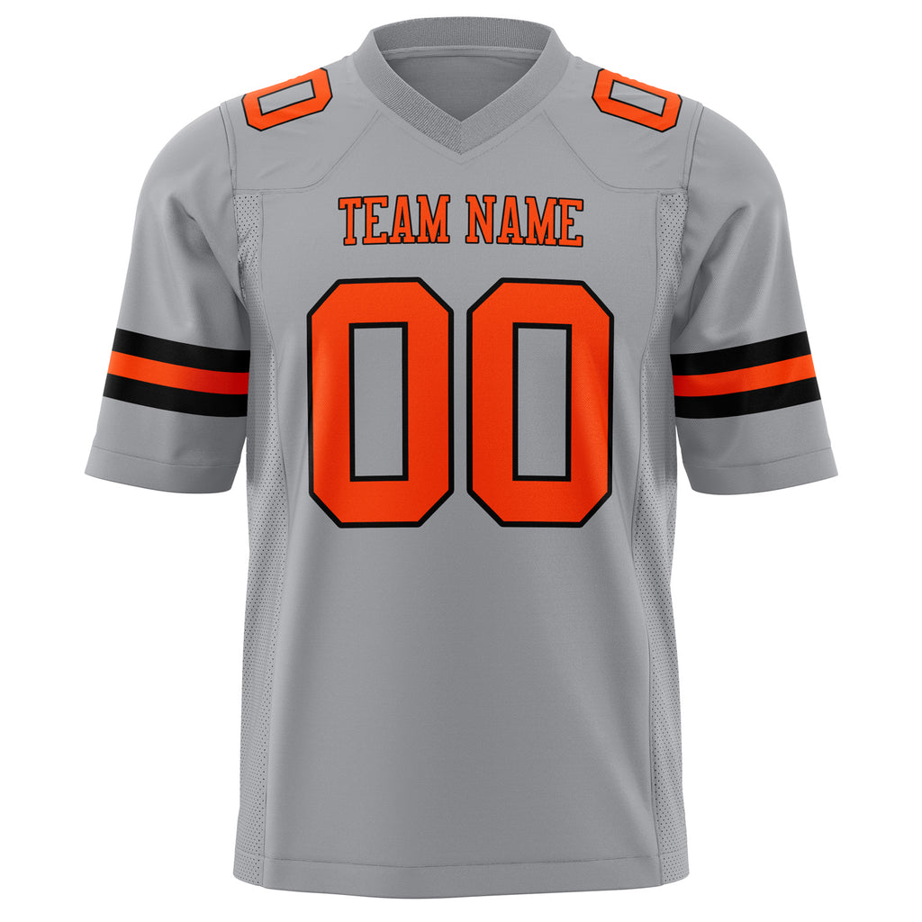 Custom Light Gray Orange Solid Colour Football Jersey