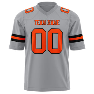 Custom Light Gray Orange Solid Colour Football Jersey