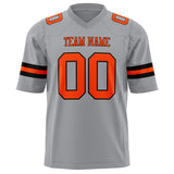 Custom Light Gray Orange Solid Colour Football Jersey