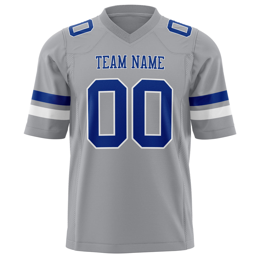 Custom Light Gray Royal Solid Colour Football Jersey