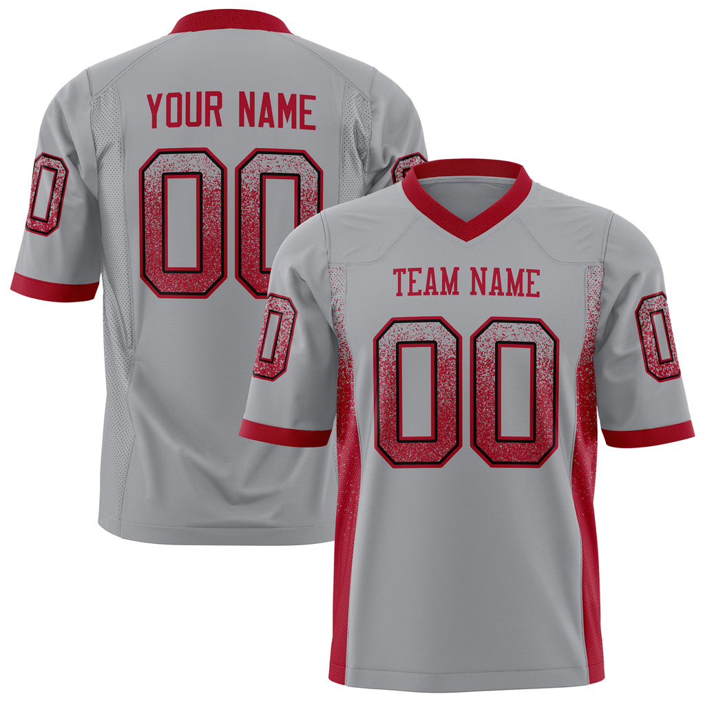 Custom Light Gray Red Solid Colour Football Jersey FT01240725LI248