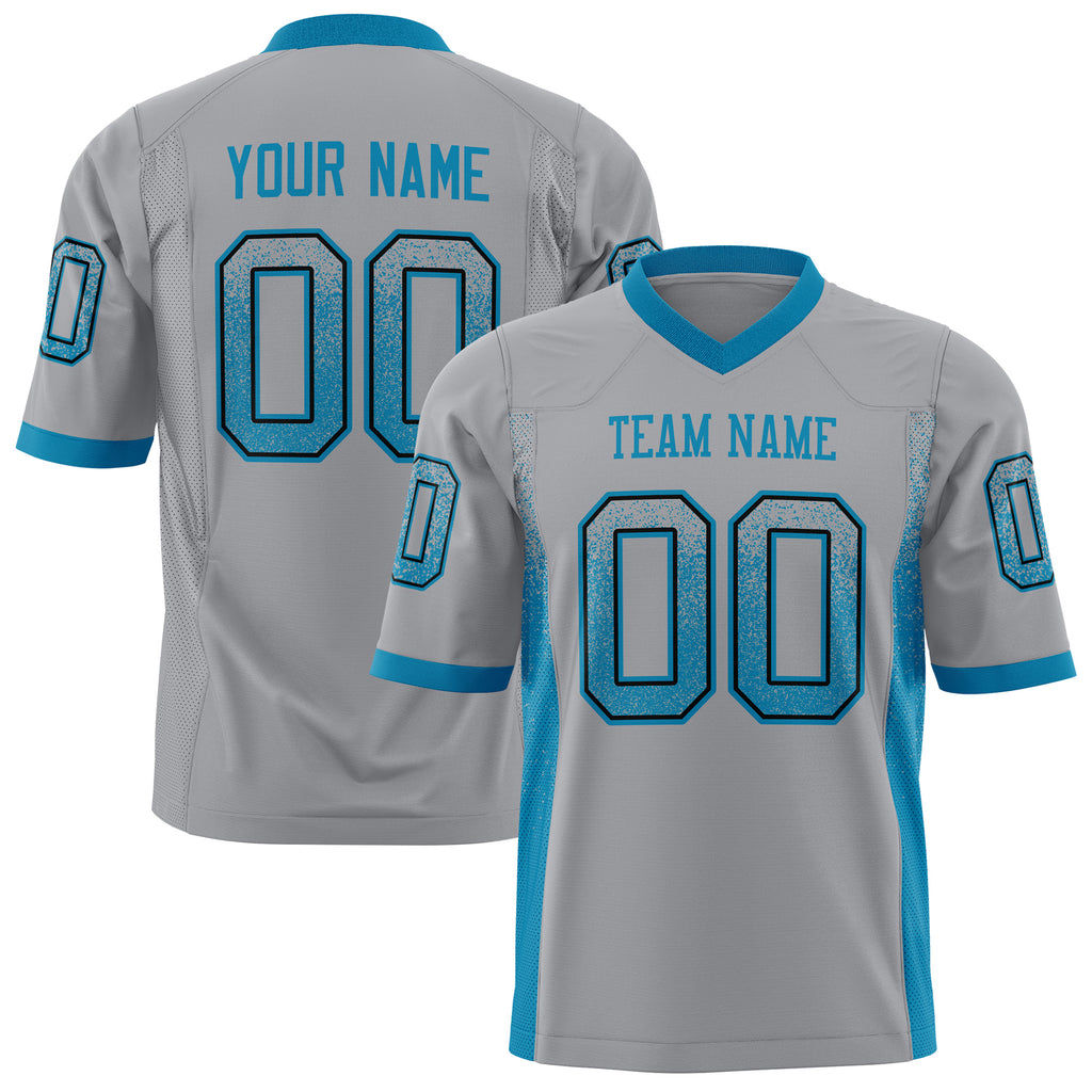 Custom Light Gray Blue Solid Colour Football Jersey FT01240725LI249
