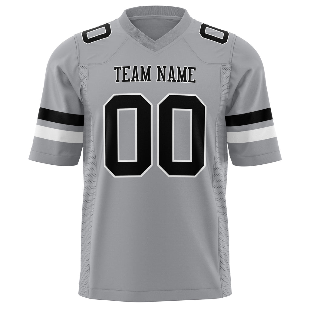 Custom Light Gray Black Solid Colour Football Jersey