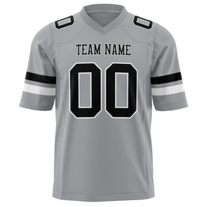 Custom Light Gray Black Solid Colour Football Jersey