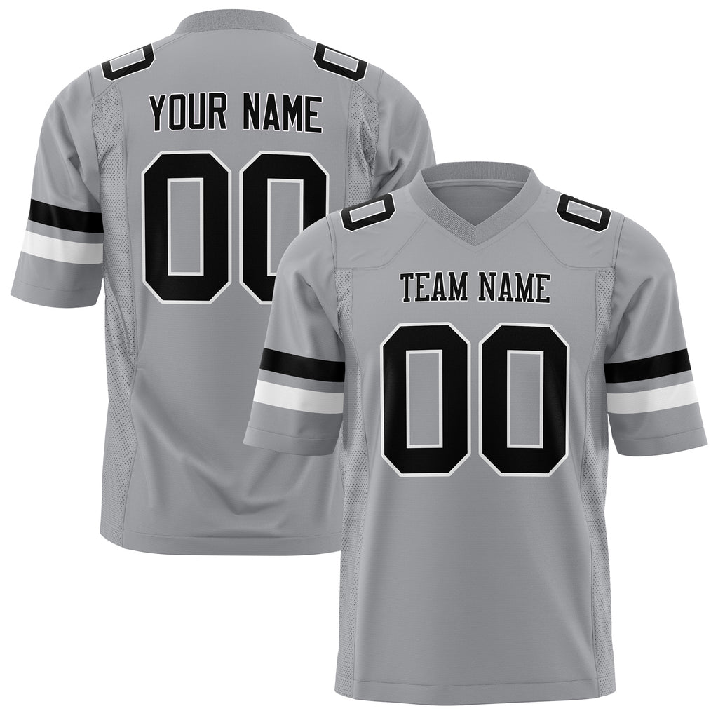 Custom Light Gray Black Solid Colour Football Jersey FT01240725LI251
