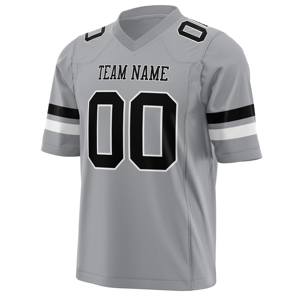 Custom Light Gray Black Solid Colour Football Jersey