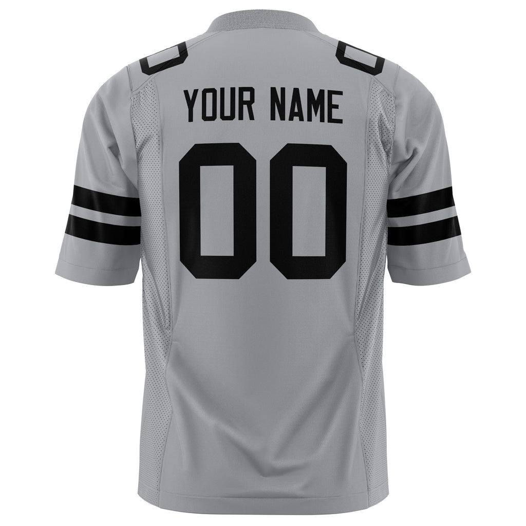 Custom Light Gray Black Solid Colour Football Jersey