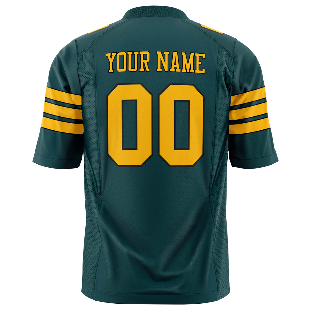 Custom Midnight Green Gold Solid Colour Football Jersey