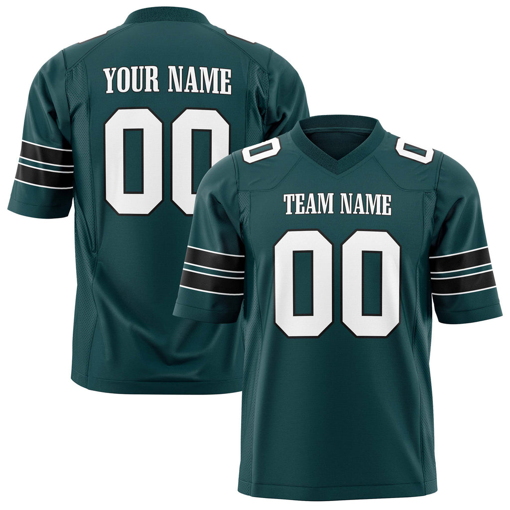 Custom Midnight Green White Solid Colour Football Jersey FT01240725MI270