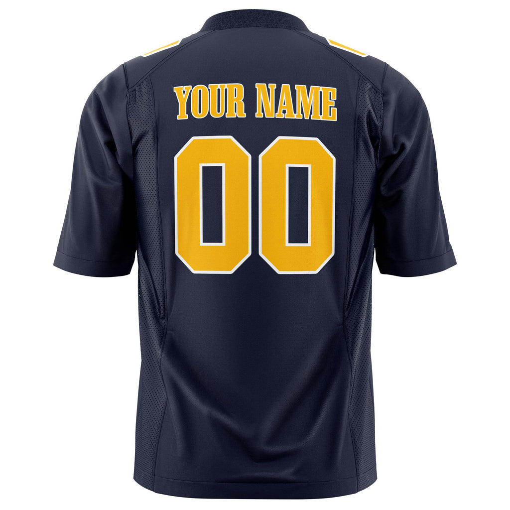 Custom Navy Gold Solid Colour Football Jersey