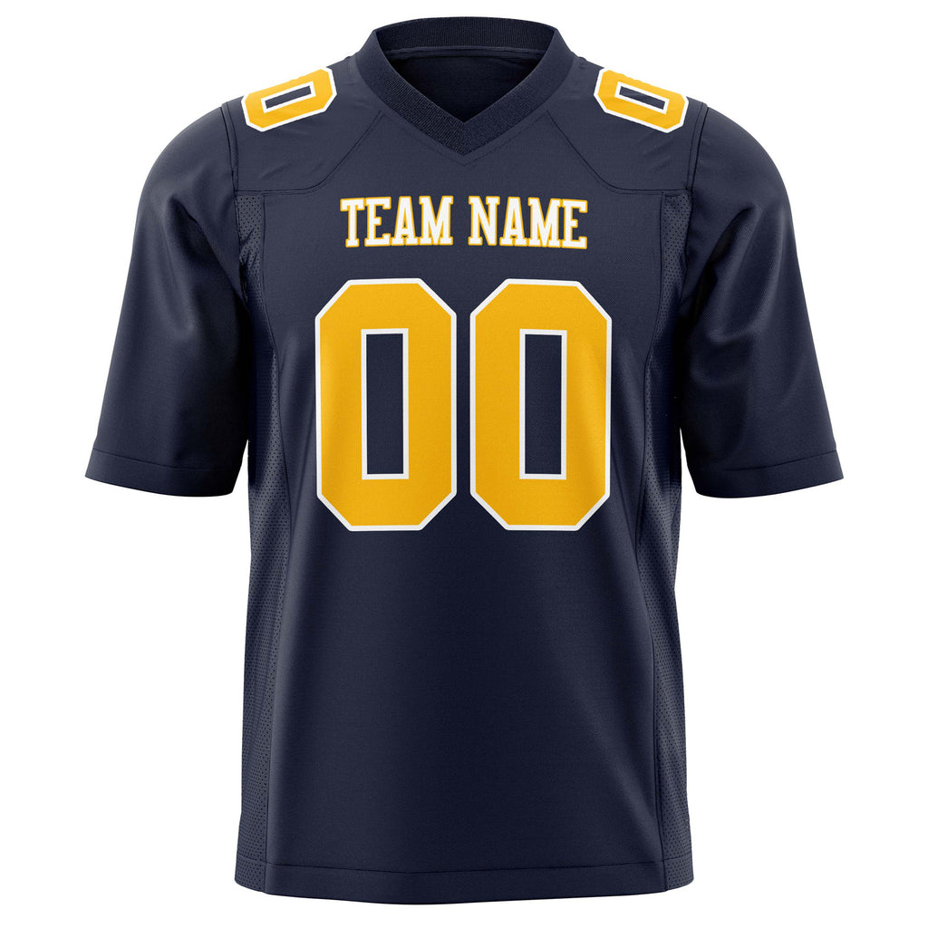 Custom Navy Gold Solid Colour Football Jersey