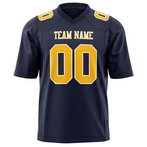 Custom Navy Gold Solid Colour Football Jersey