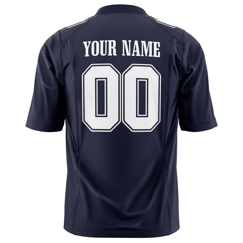 Custom Navy White Solid Colour Football Jersey