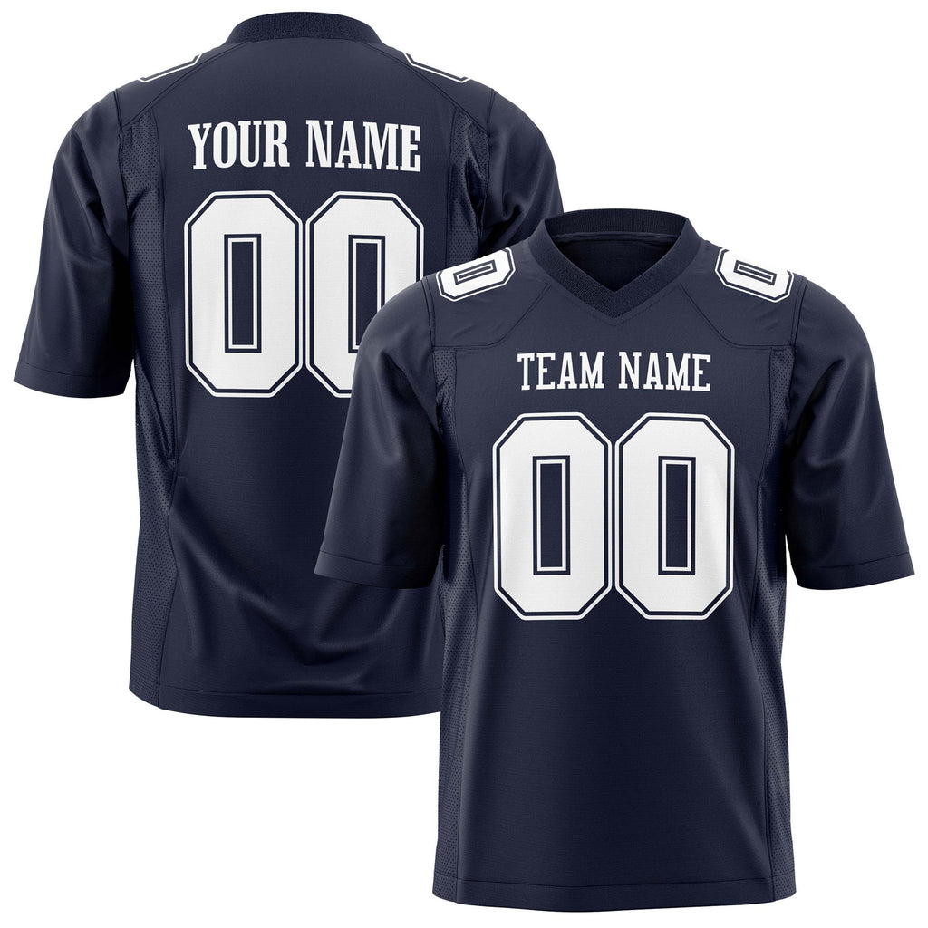 Custom Navy White Solid Colour Football Jersey FT01240725NA278