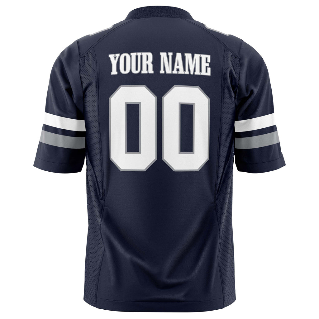 Custom Navy White Solid Colour Football Jersey
