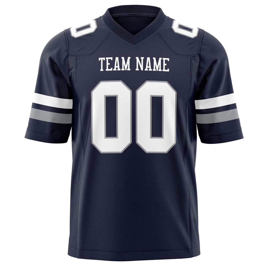 Custom Navy White Solid Colour Football Jersey
