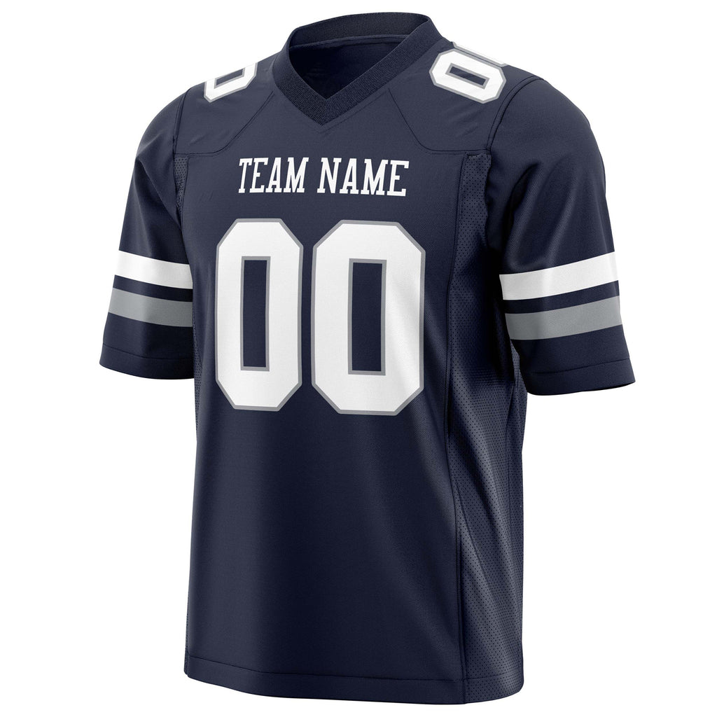Custom Navy White Solid Colour Football Jersey