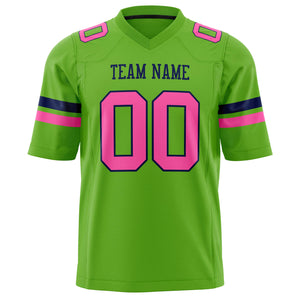 Custom Neon Green Pink Solid Colour Football Jersey