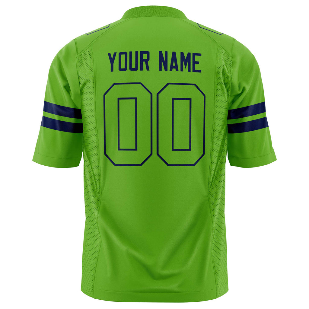 Custom Neon Green Navy Solid Colour Football Jersey