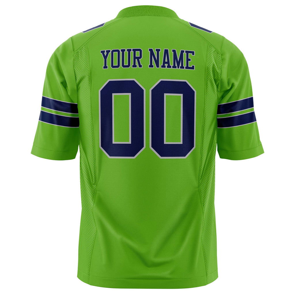 Custom Neon Green Navy Solid Colour Football Jersey
