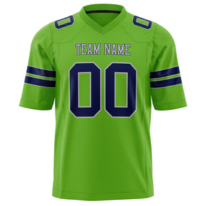 Custom Neon Green Navy Solid Colour Football Jersey