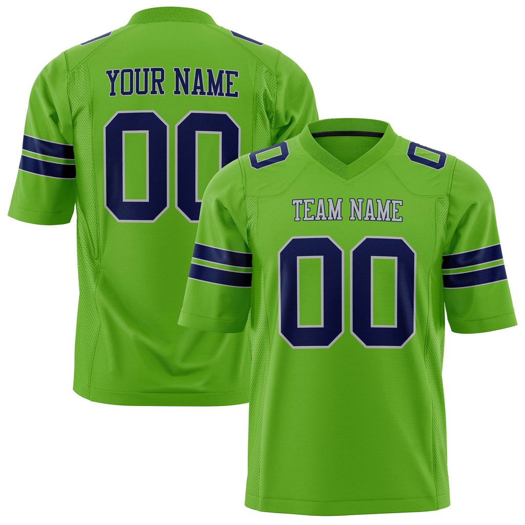Custom Neon Green Navy Solid Colour Football Jersey FT01240725NE296
