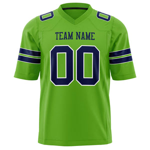 Custom Neon Green Navy Solid Colour Football Jersey