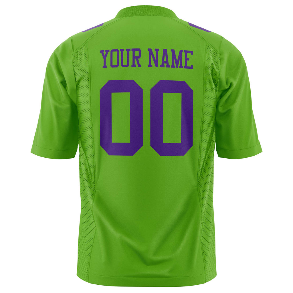 Custom Neon Green Purple Solid Colour Football Jersey