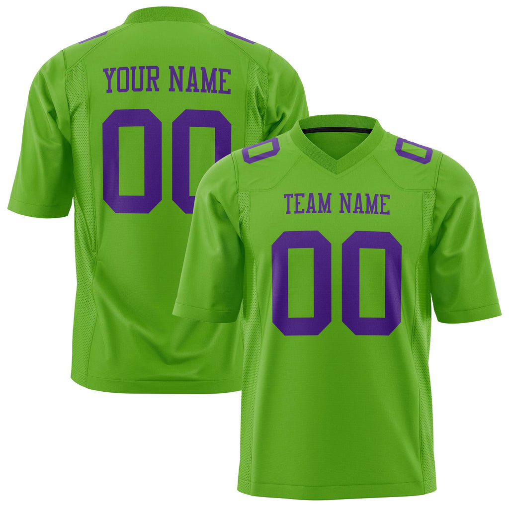 Custom Neon Green Purple Solid Colour Football Jersey FT01240725NE299