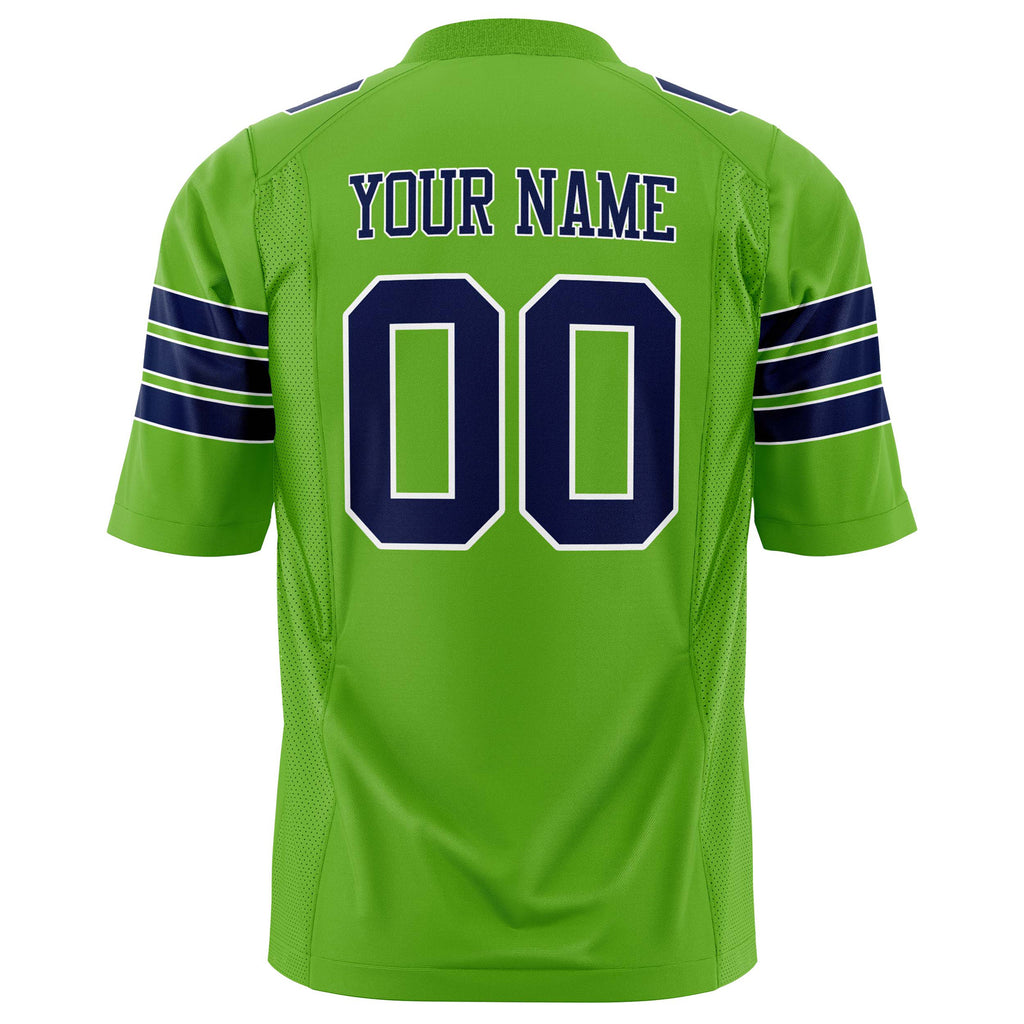 Custom Neon Green Navy Solid Colour Football Jersey