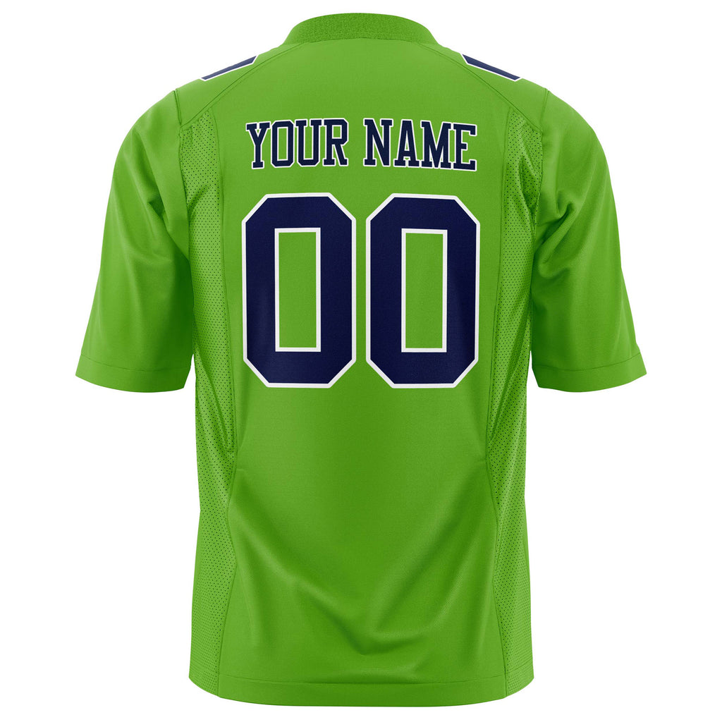 Custom Neon Green Navy Solid Colour Football Jersey