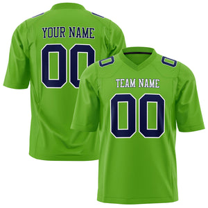 Custom Neon Green Navy Solid Colour Football Jersey FT01240725NE302