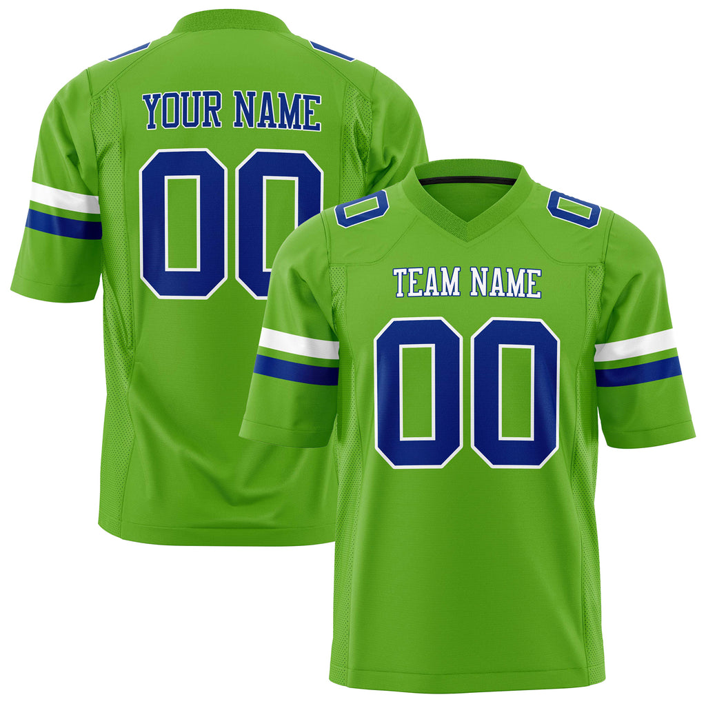 Custom Neon Green Royal Solid Colour Football Jersey FT01240725NE303